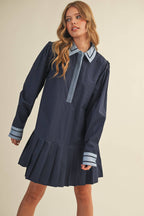 DROP WAIST PLEATED MINI DRESS MDR4384