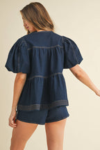 Dark Denim Tiered Top