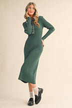Collard Knit Midi Dress