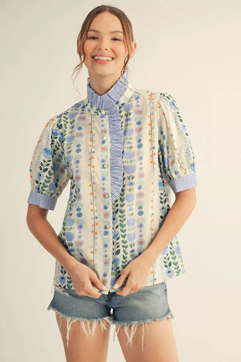 Blue Floral Top