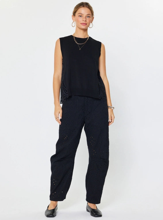 Black Eyelet Back Top