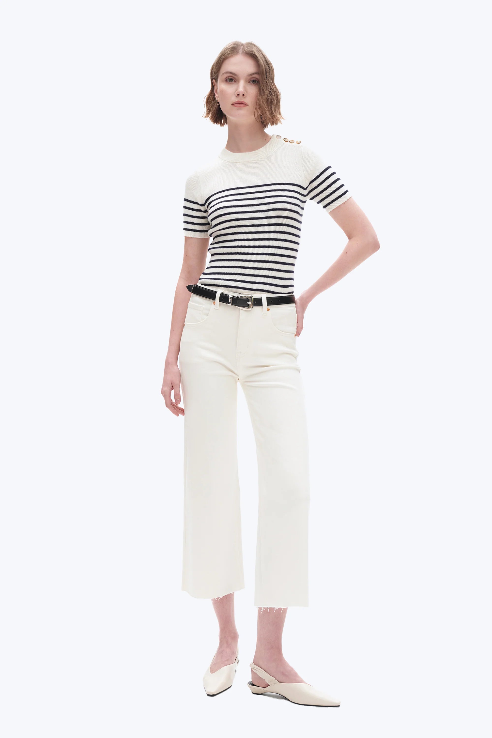 Bayaes Cream Cropped High Rise Jean