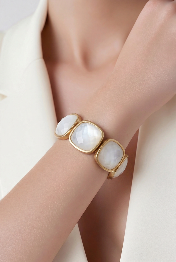 Square Pearl Stretch Bracelet