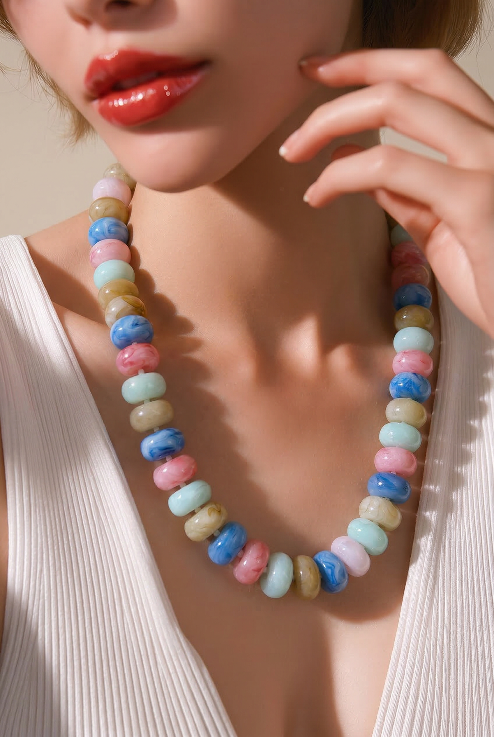Pastel Color Beaded Necklace