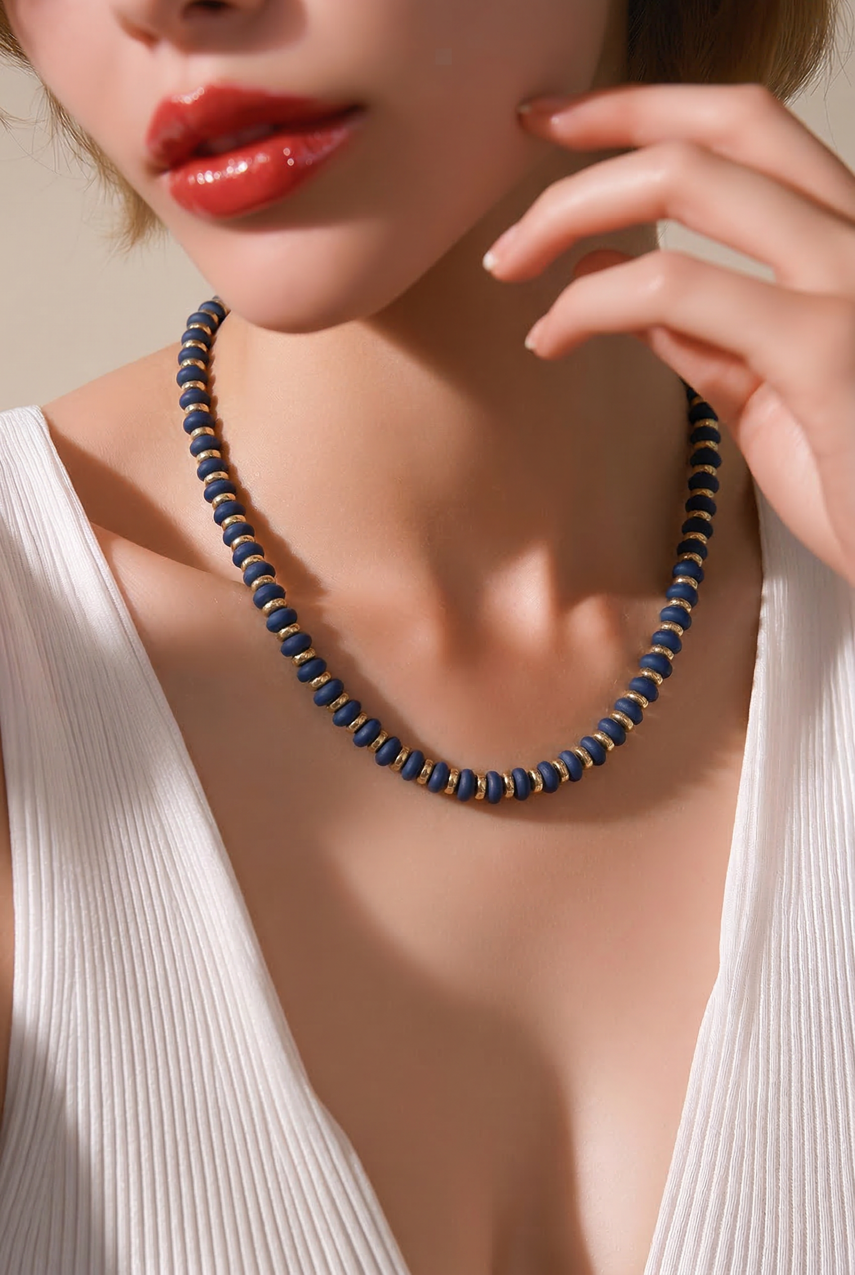 Navy Beaded Necklace