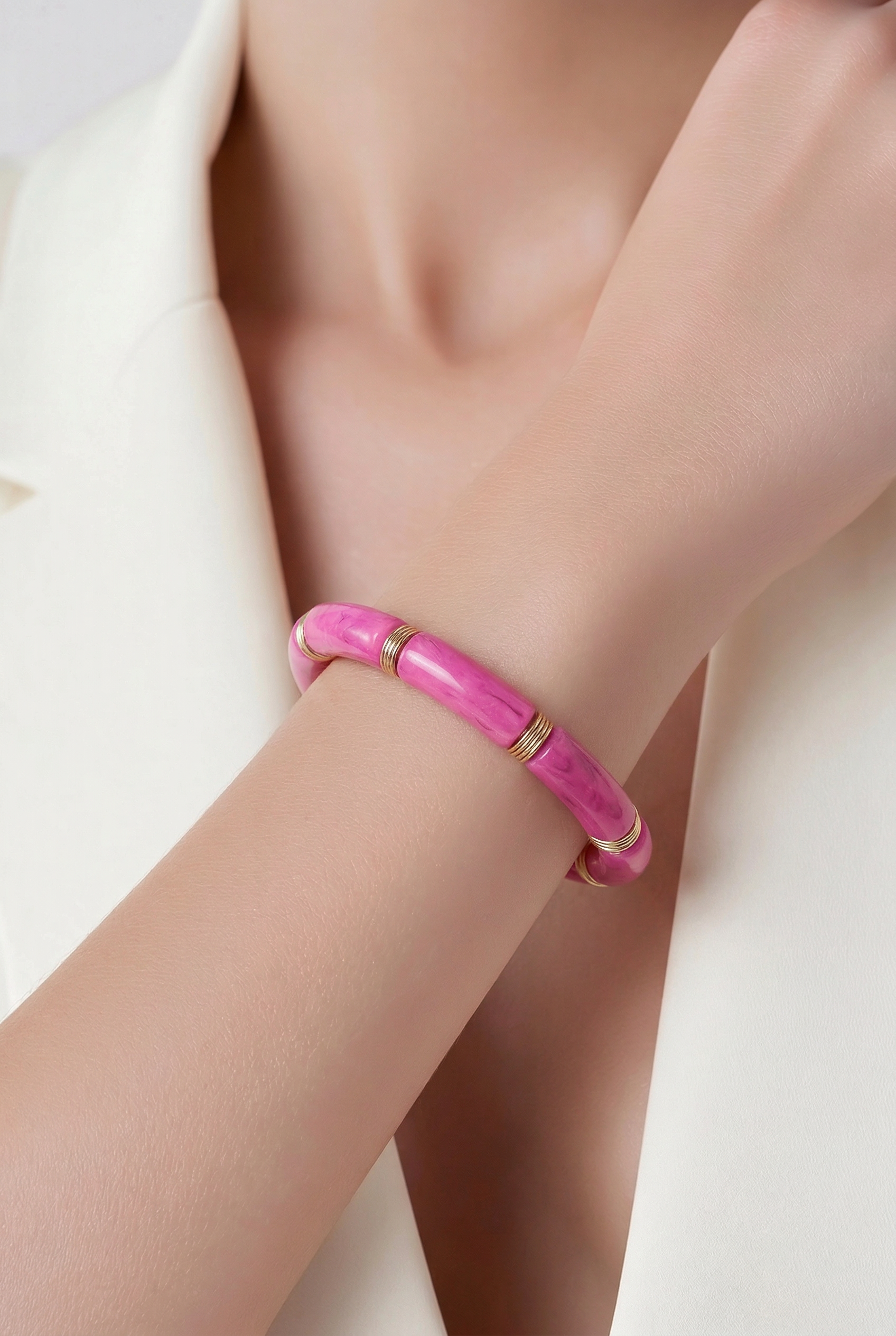 Pink Stretch Beaded Bracelet
