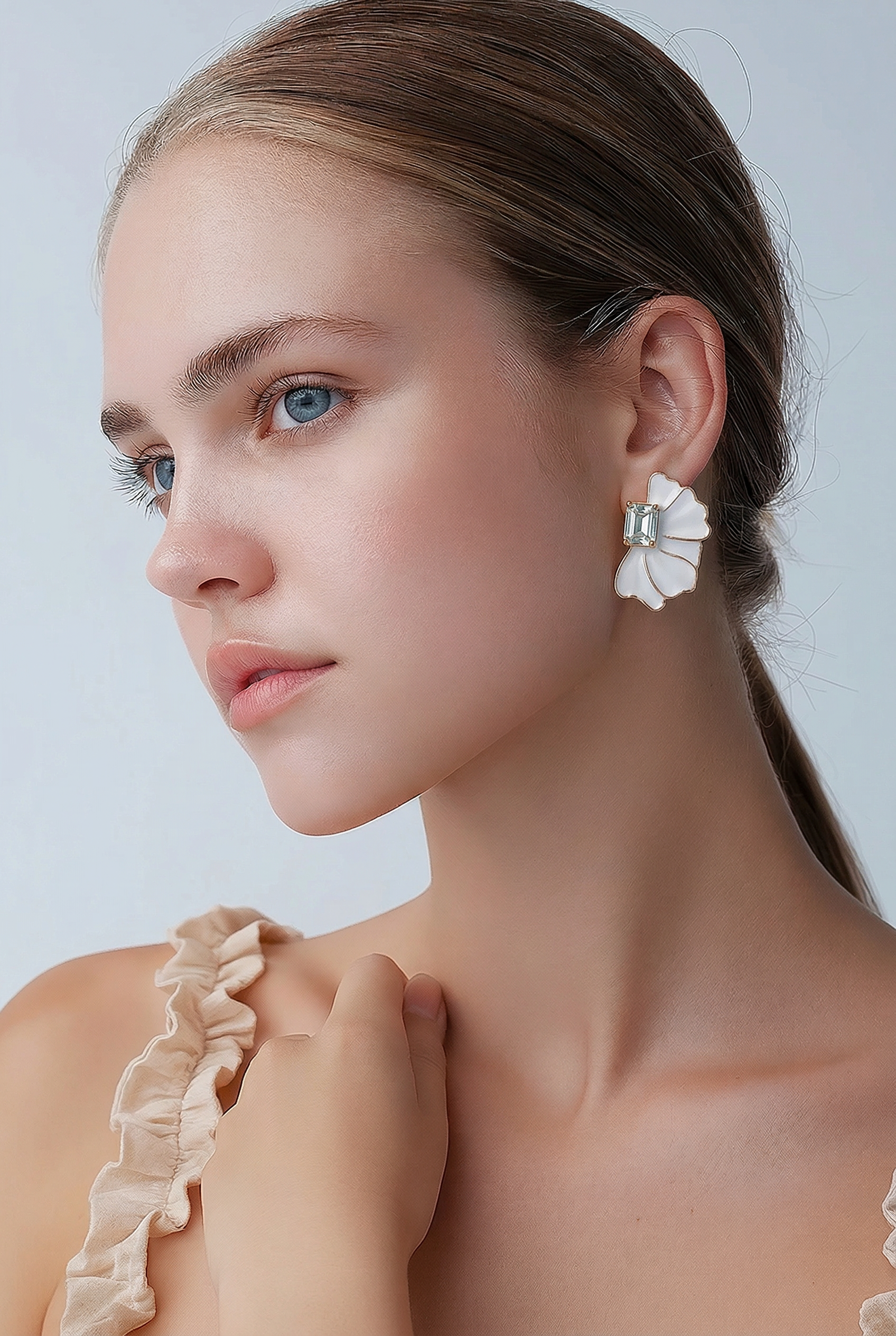 Floral Glass and Rhinestone Earrings