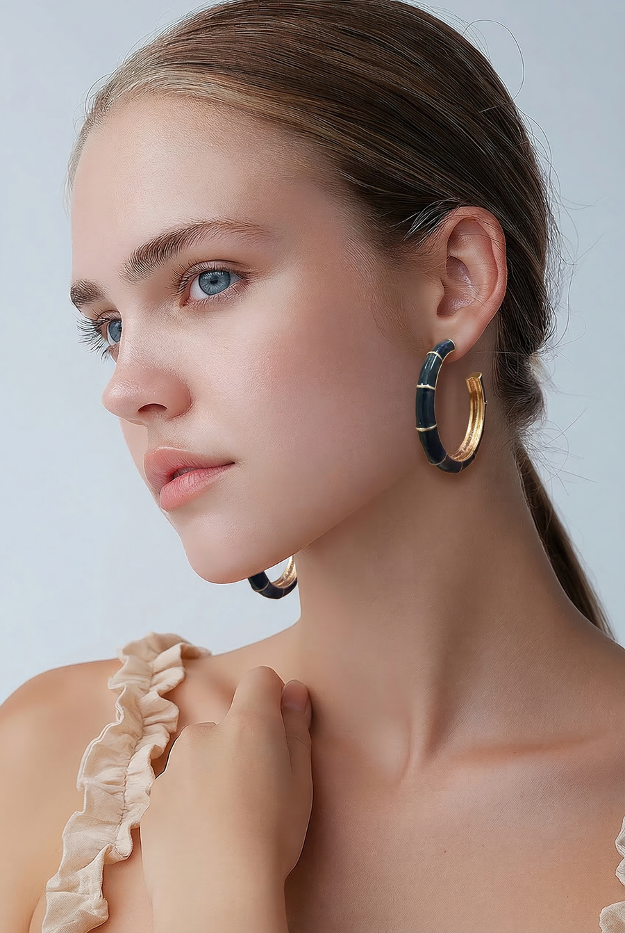 Navy Bamboo Earrings