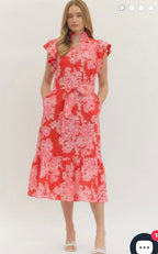 Red and Pink Eyelet Dress