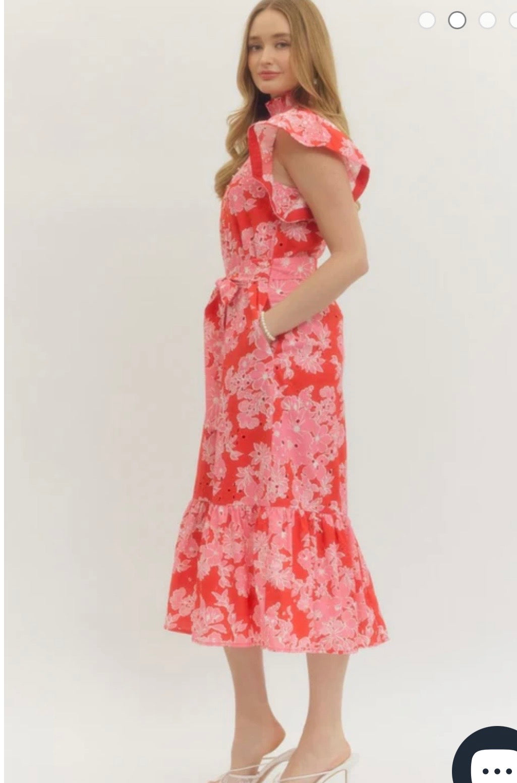 Red and Pink Eyelet Dress