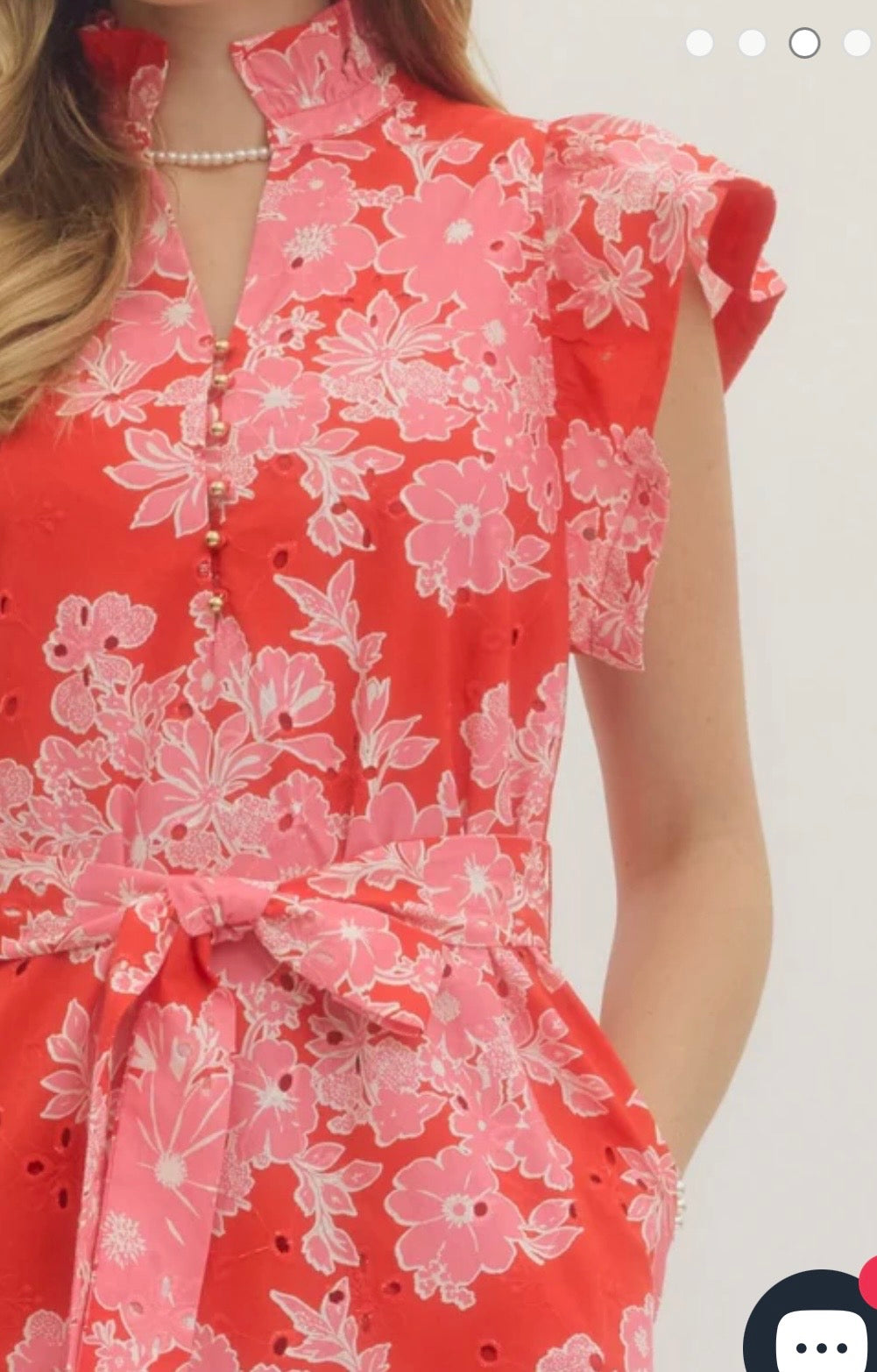 Red and Pink Eyelet Dress