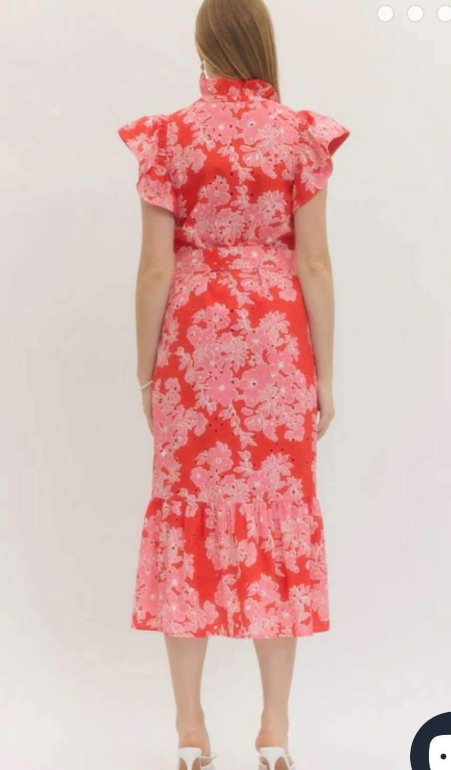 Red and Pink Eyelet Dress