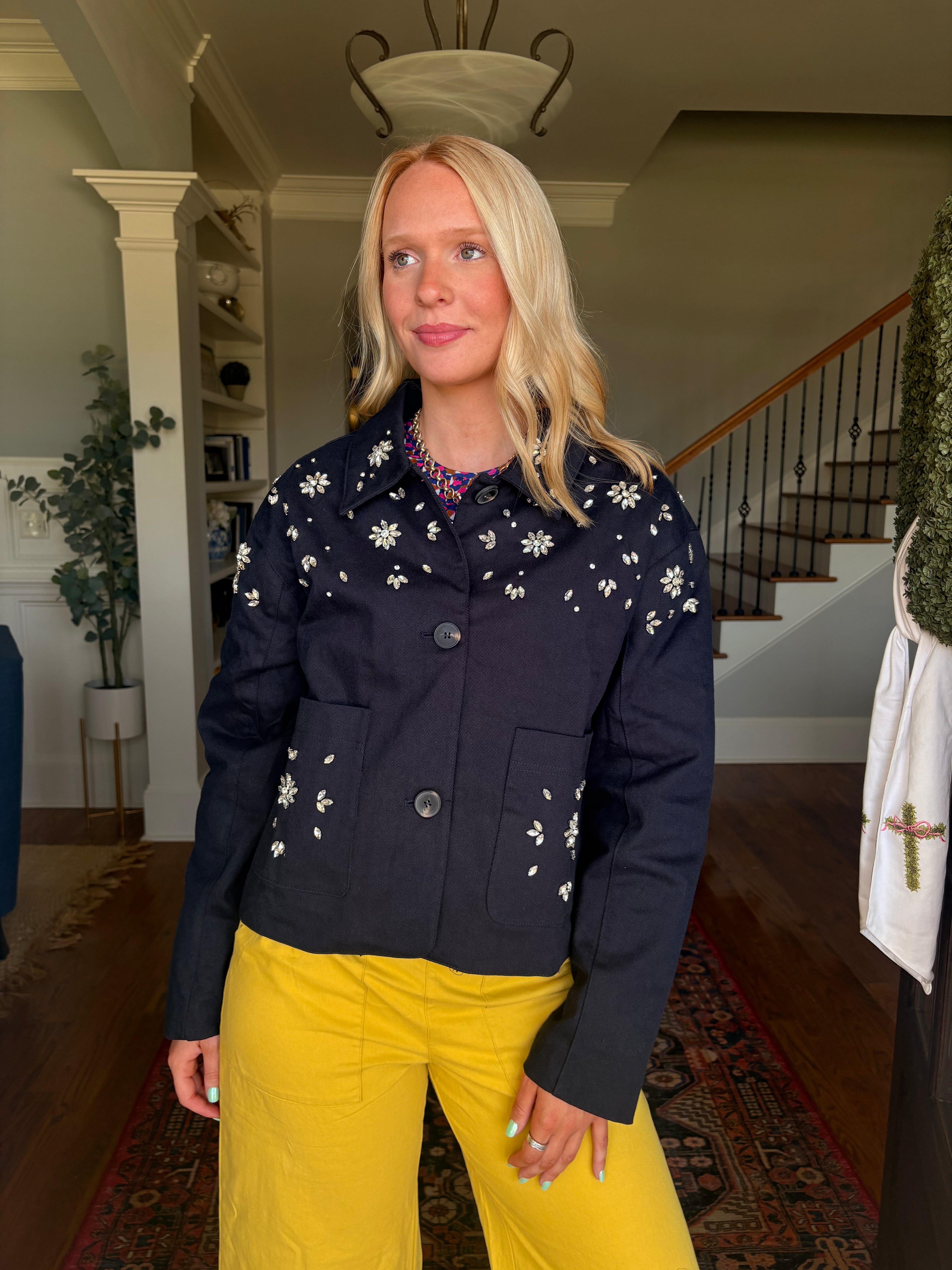 Midnight Bloom Denim Jacket