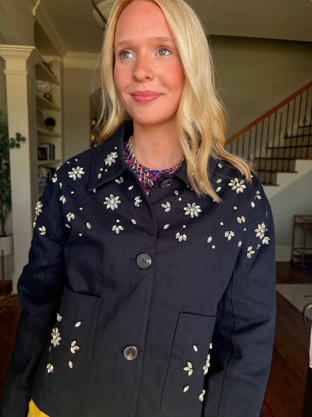 Midnight Bloom Denim Jacket