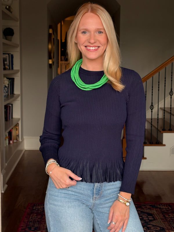 Navy Nights Ribbed Sweater