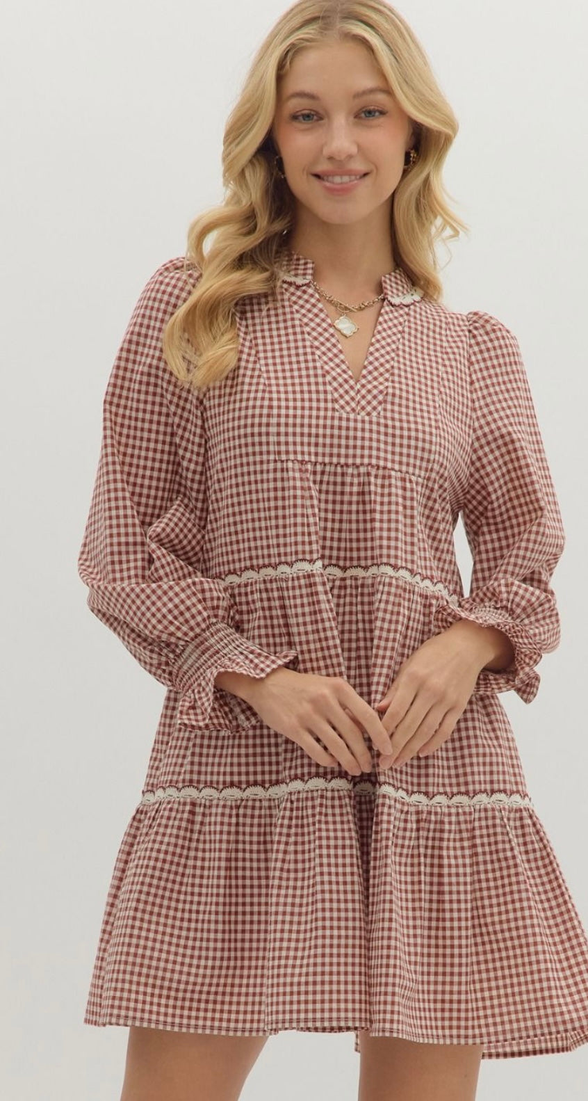 Gingham Tiered Mini Dress