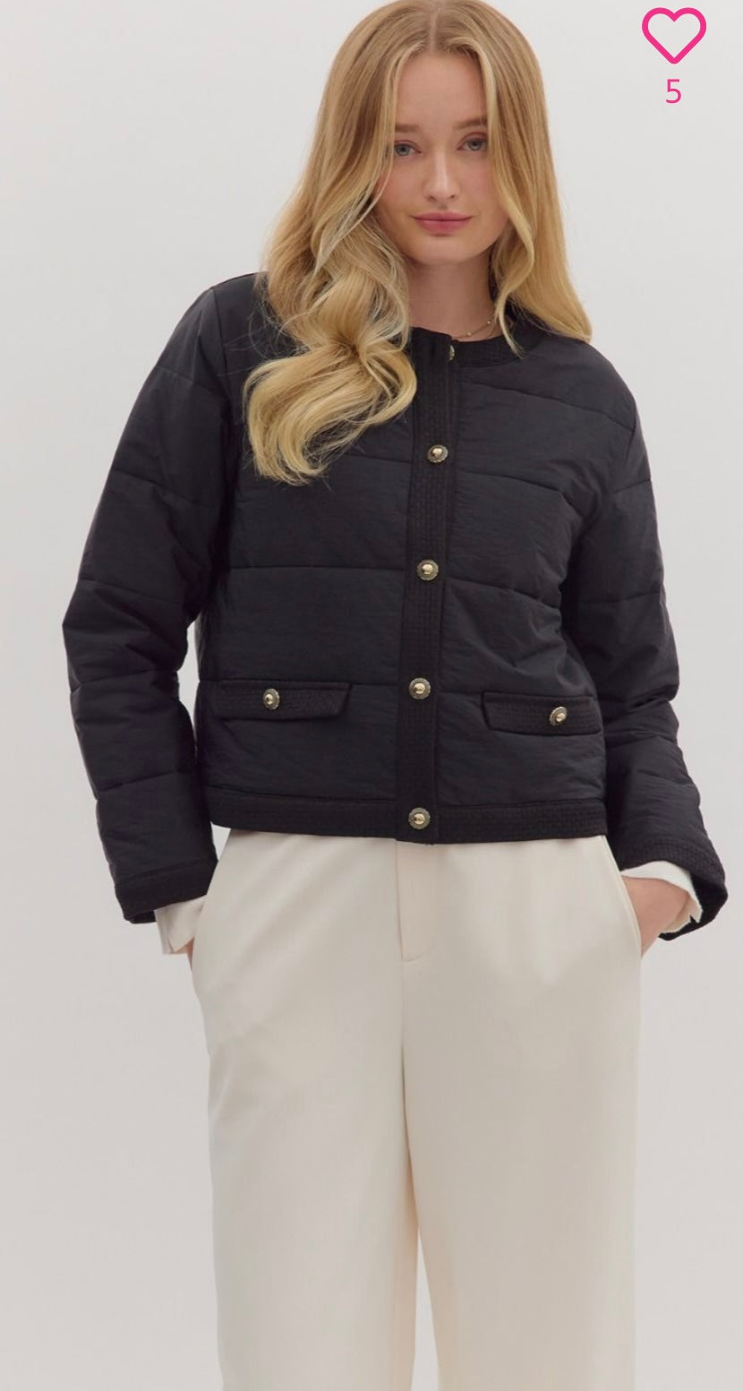 Quilted Button-Up Jacket