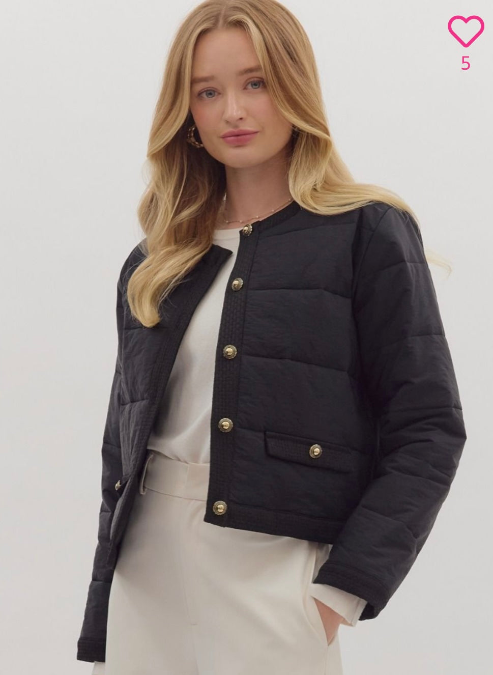 Quilted Button-Up Jacket