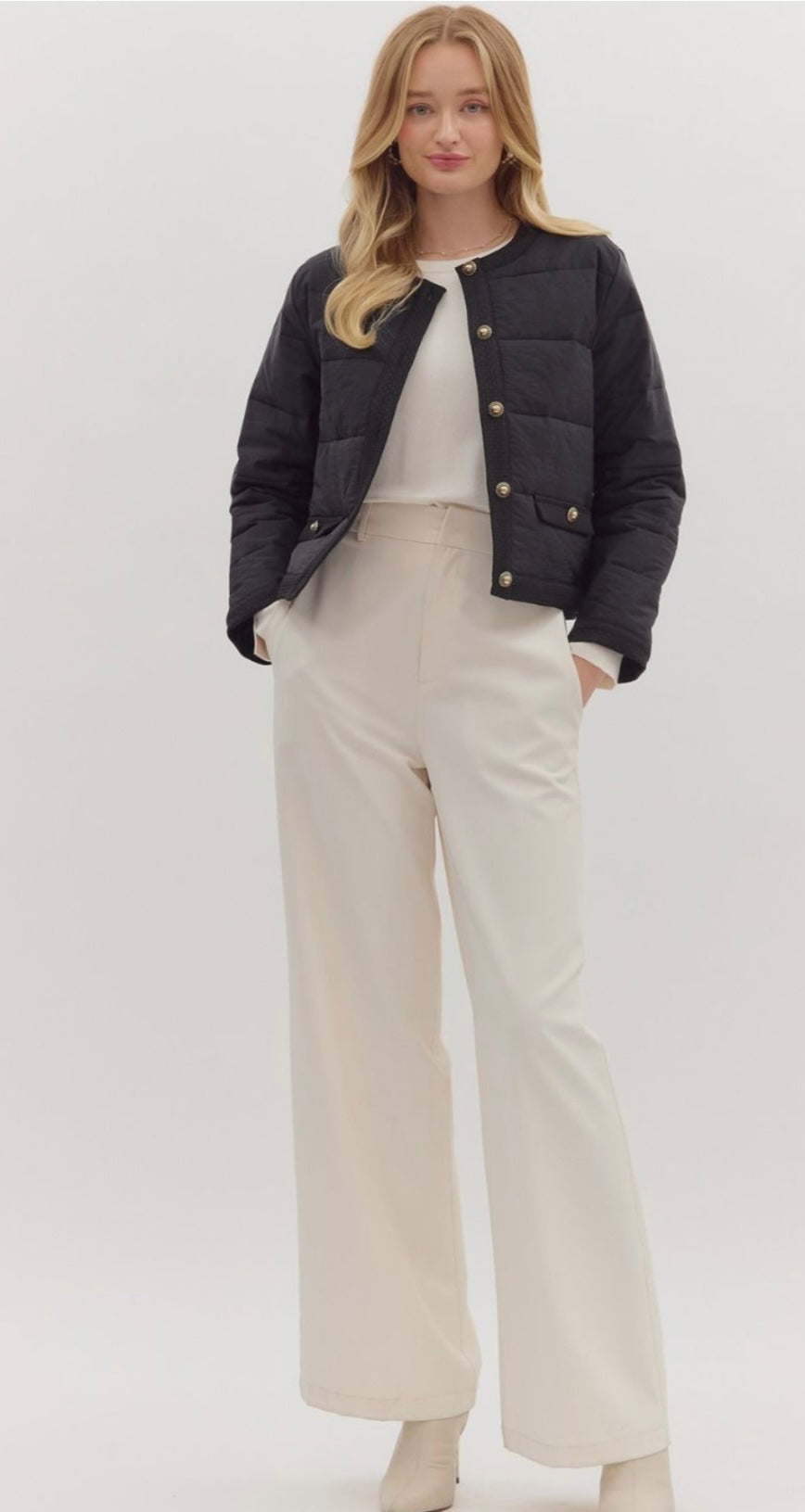 Quilted Button-Up Jacket