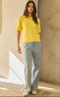 Sunny Embroidered Daisy Sweater Tee