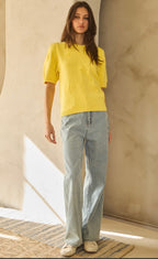 Sunny Embroidered Daisy Sweater Tee