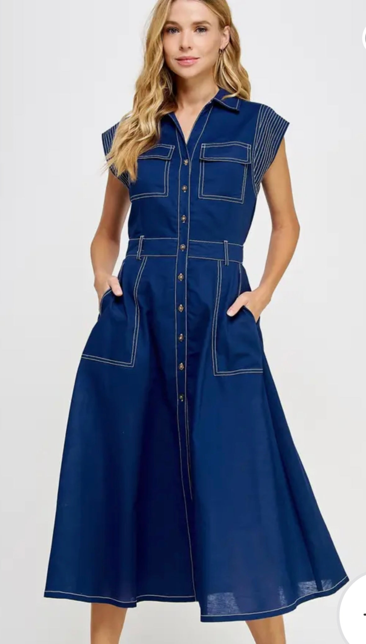 Utility-Inspired Midi Shirt Dress