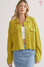 Mustard Waffle Button-Down Jacket