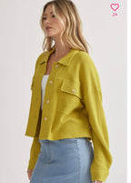 Mustard Waffle Button-Down Jacket