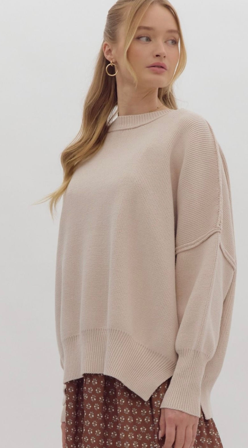 Almond Oversized Knit Sweater