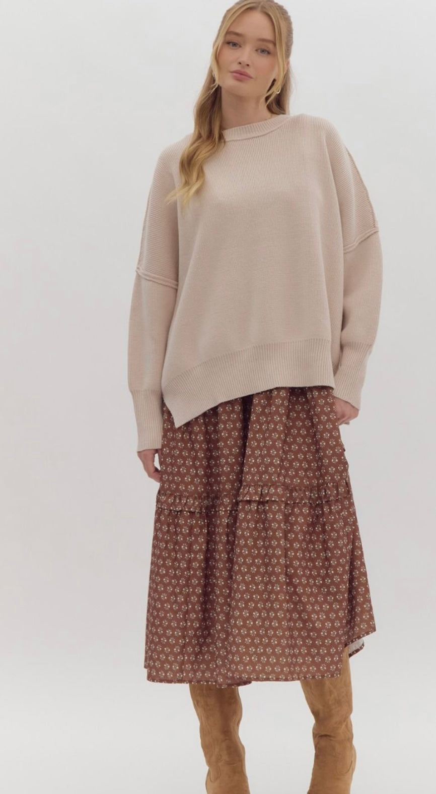 Almond Oversized Knit Sweater