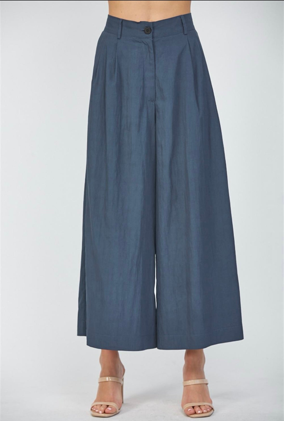 High- Waisted Wide Leg Pants - Slate Blue