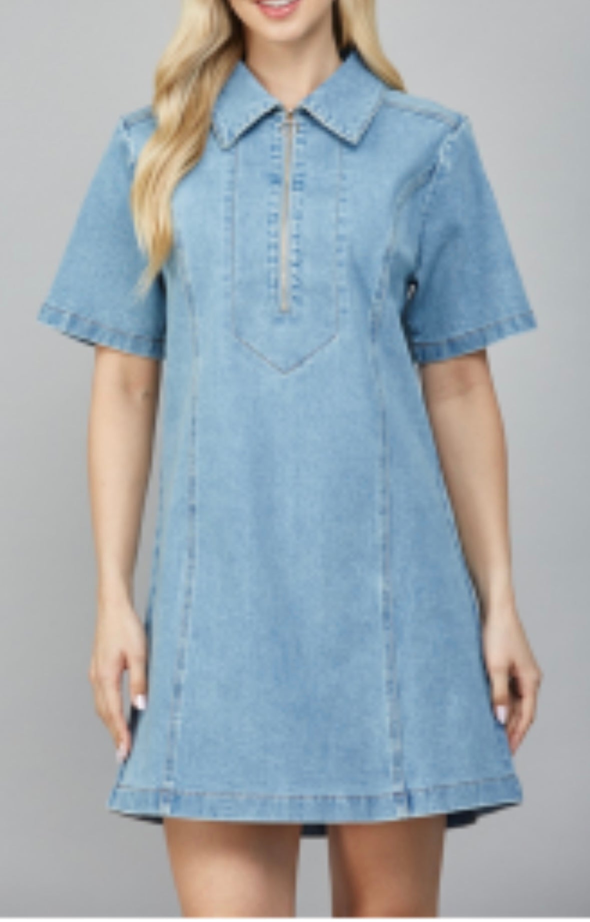 Classic Collard Denim Mini Dress