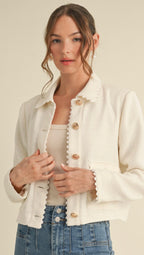 Scallop-Trim Tweed Jacket