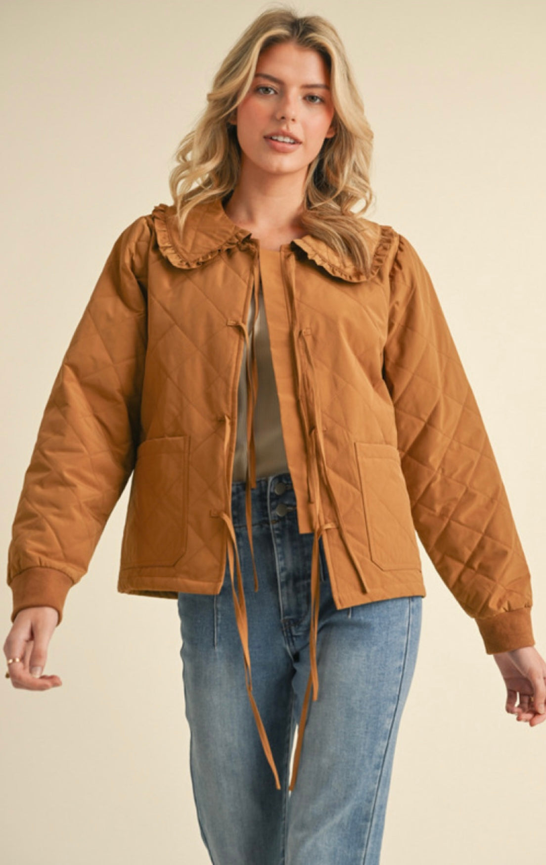 Quilted Ruffle Colllar Jacket