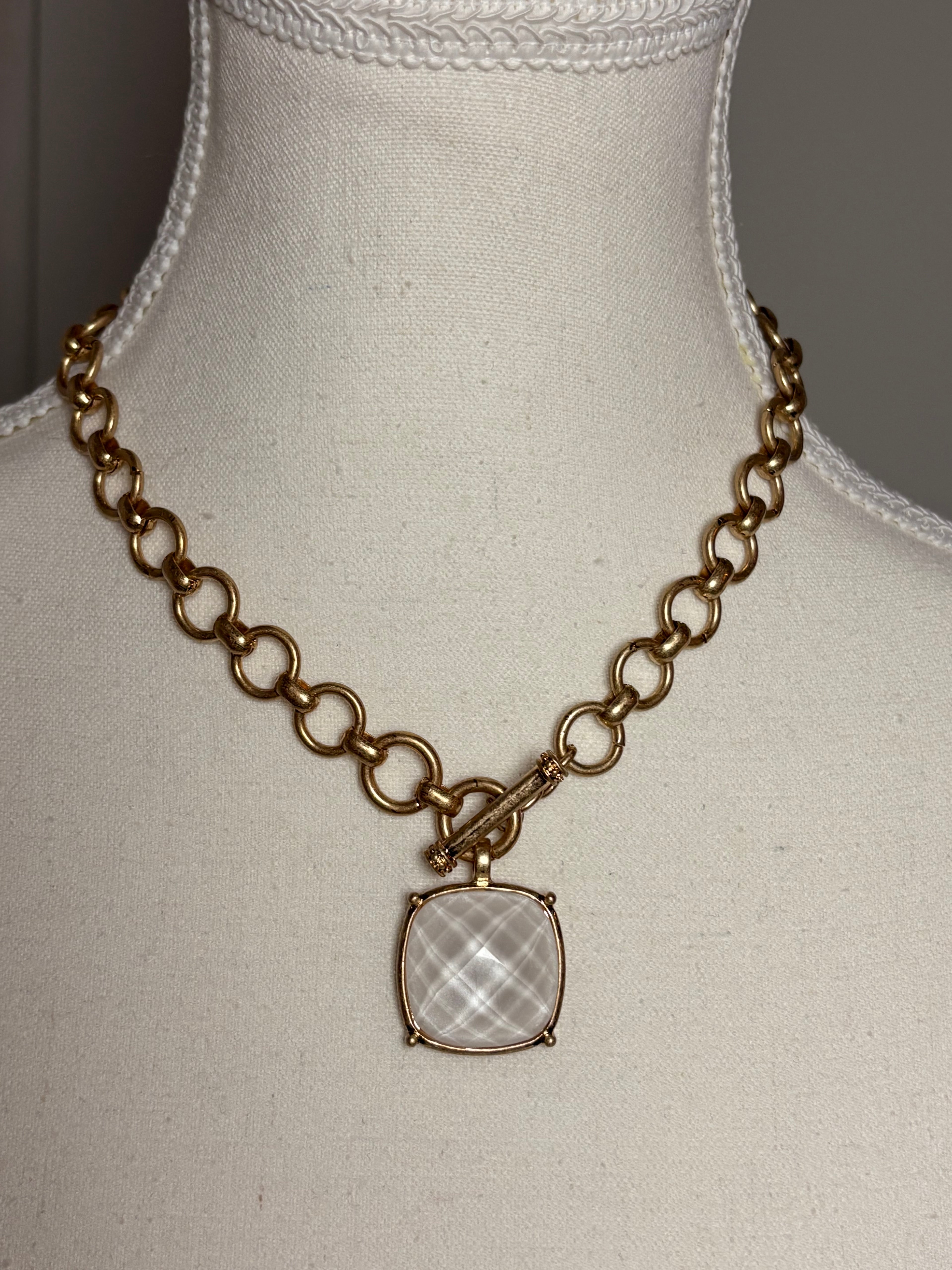 Gold and White Necklace