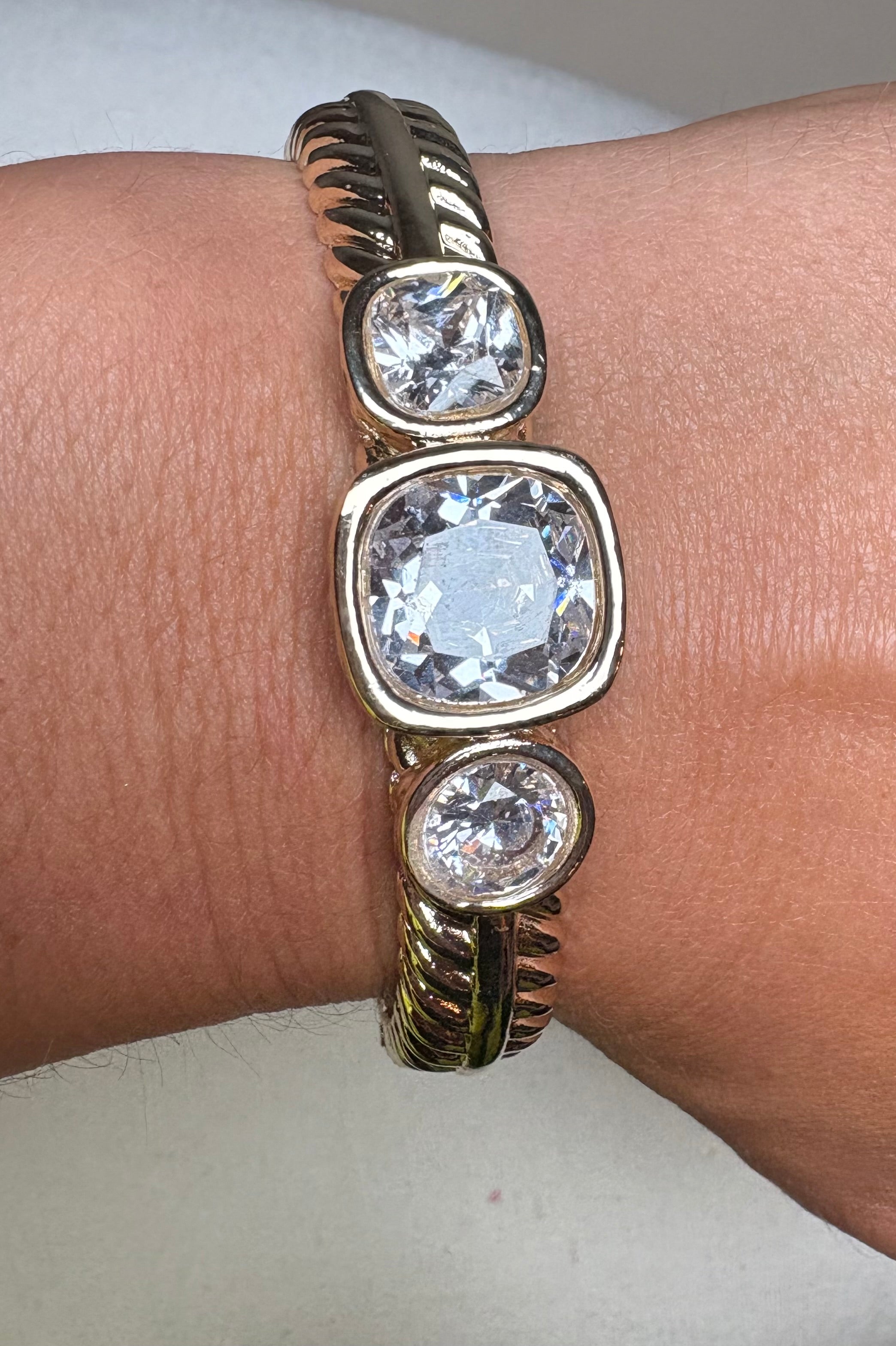 Three Rhinestone Cuff Bracelet