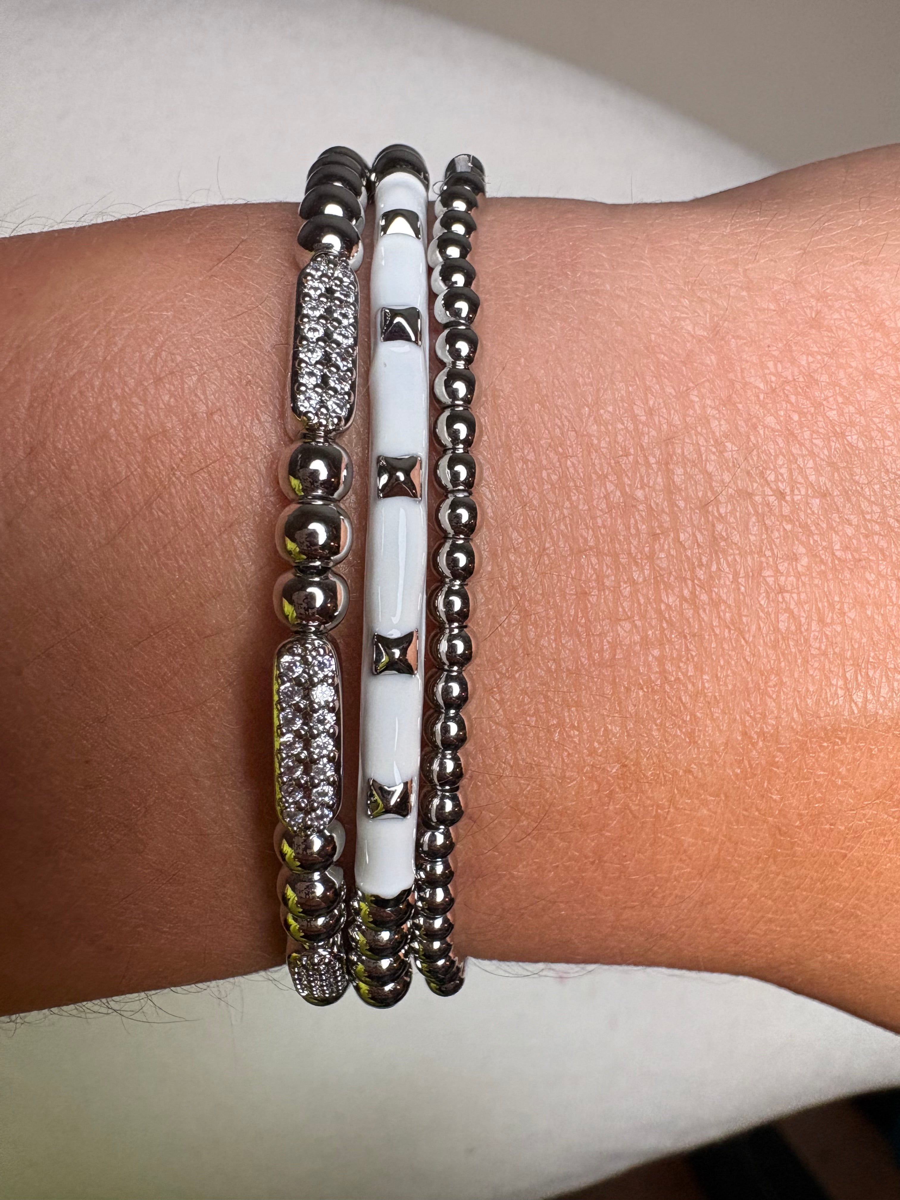 Silver and White Stack