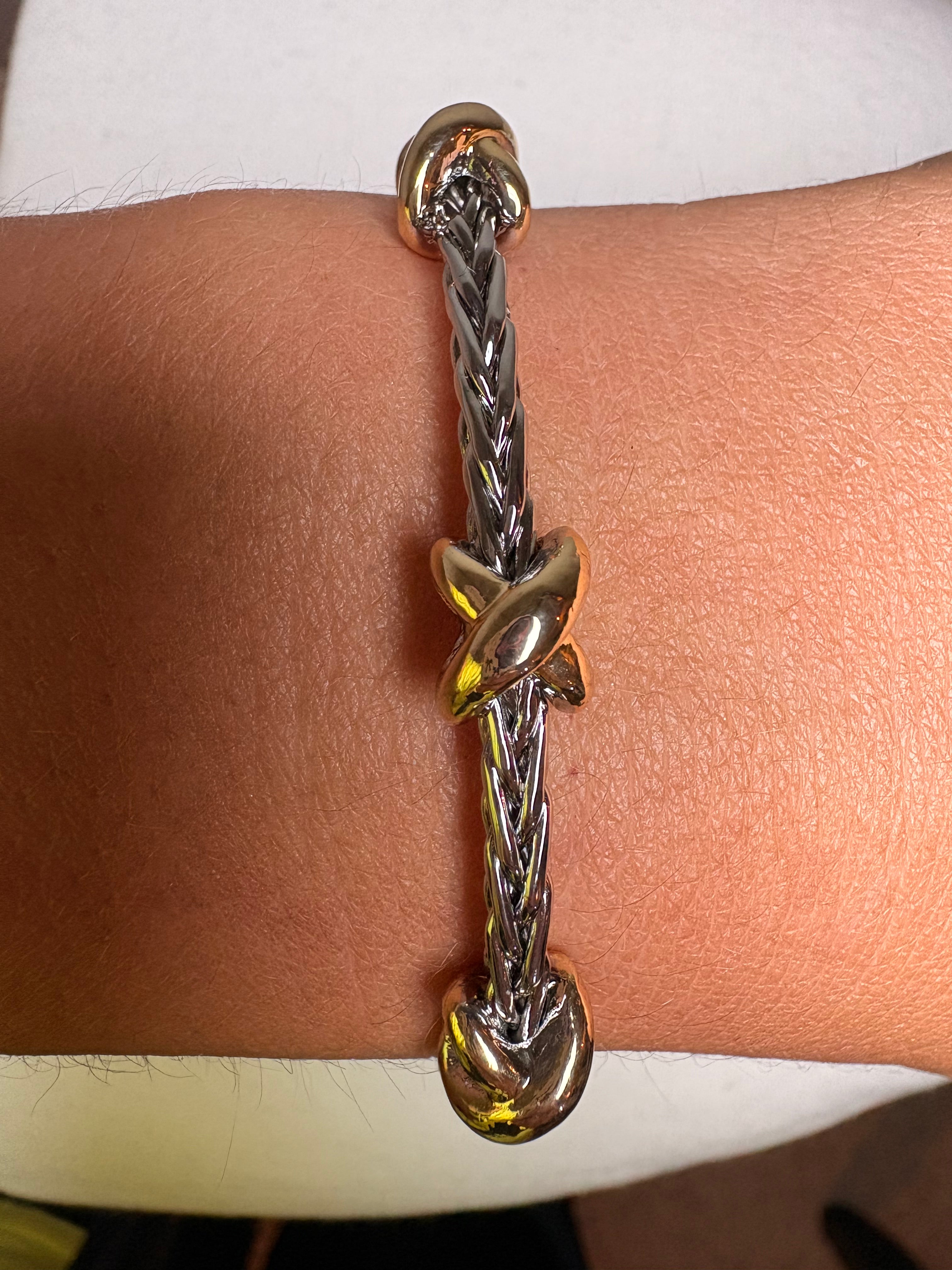 Cross Two Tone Cuff Bracelet