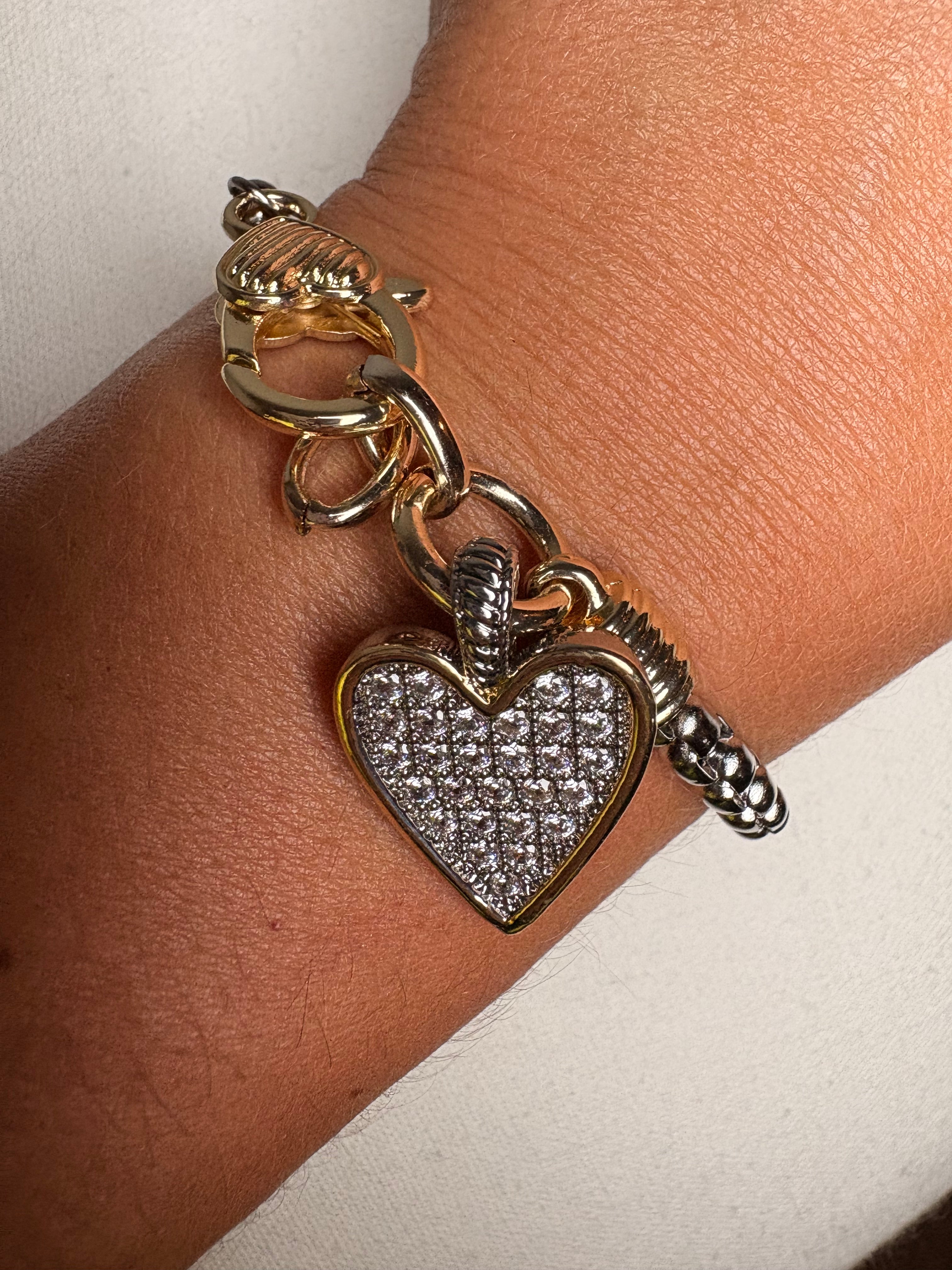 Two Tone Heart Bracelet