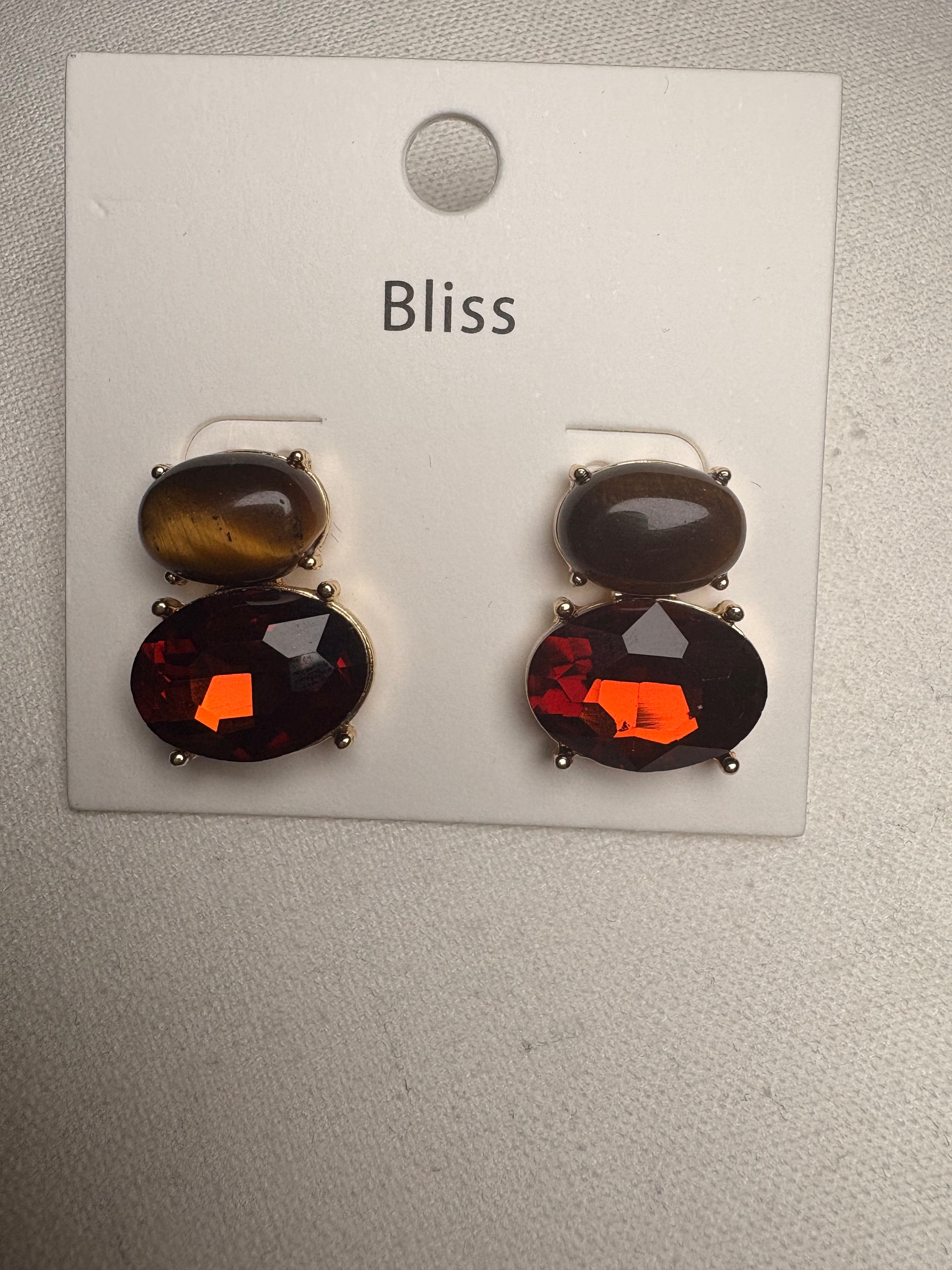 Bliss Brown Rhinestone Earrings