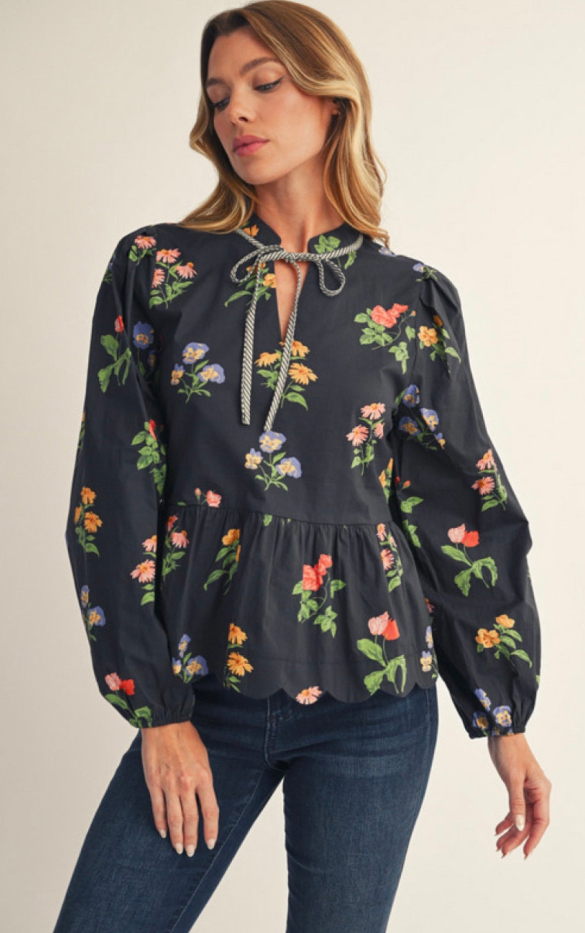 Black Floral Top