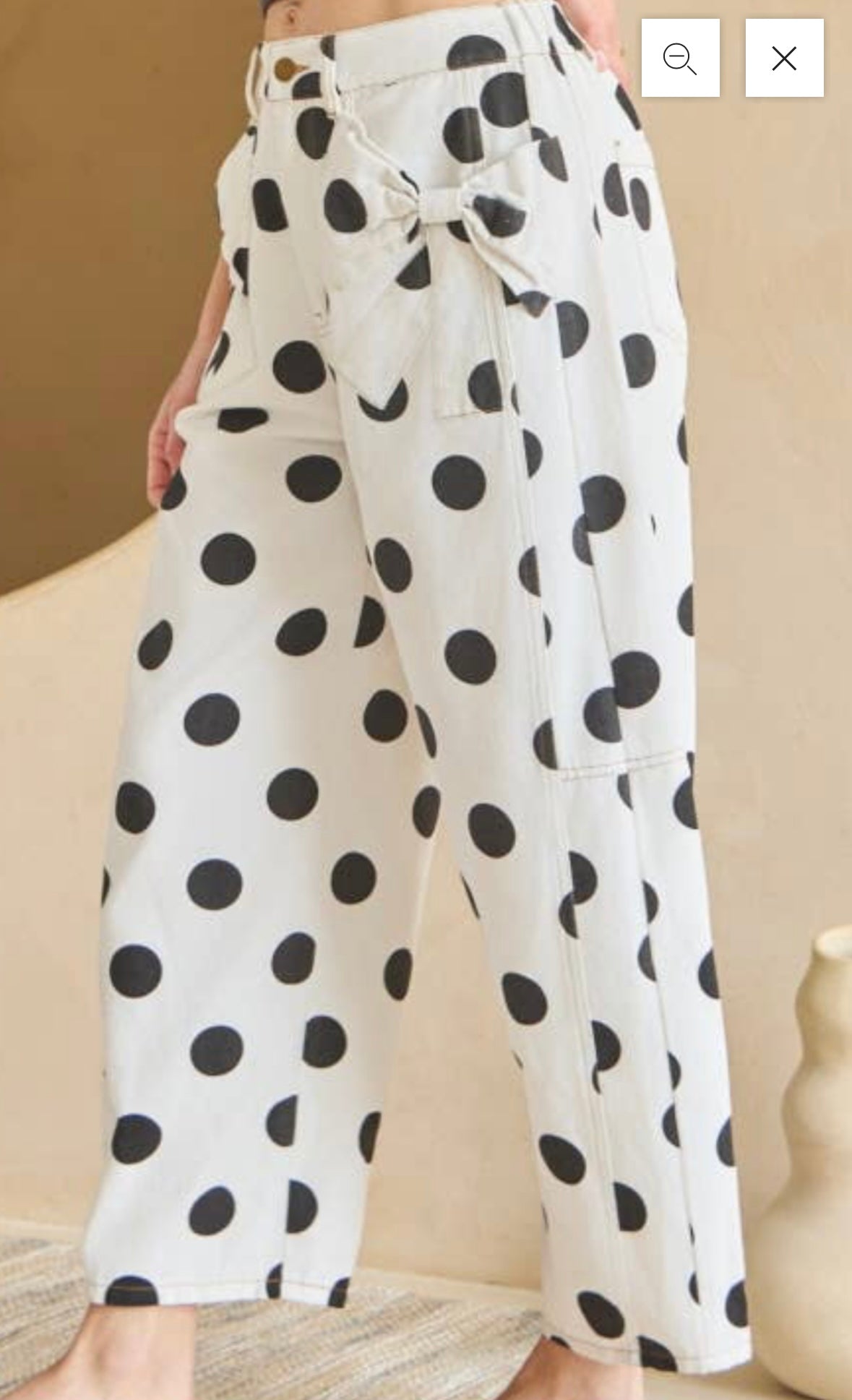 White and Black Polka Dot Pants