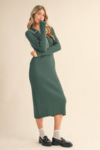 Collard Knit Midi Dress