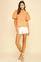 POLKA DOT BLOUSE TOP WITH BUTTON DETAIL