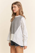 Multi Pattern Color Block Long Sleeve Top