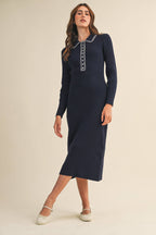 Collard Knit Midi Dress