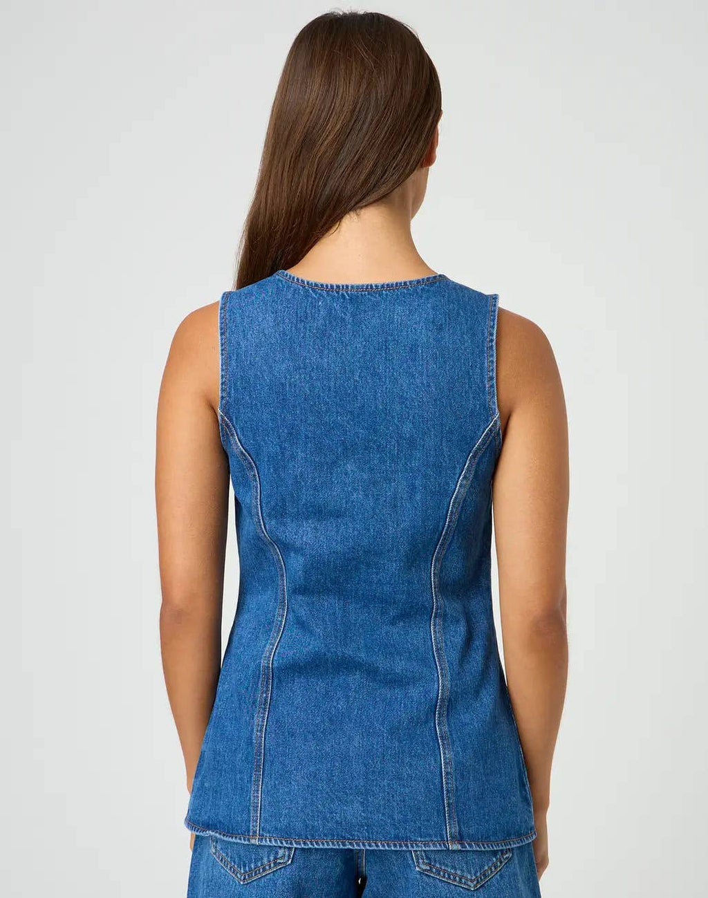 Buttoned Denim Vest and Shorts Set