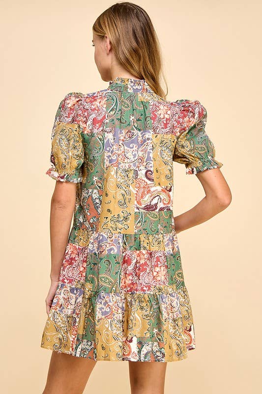 Patchwork Paisley Mini Dress