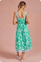 Botanical Garden Ric-Rac Pintuck Midi Dress