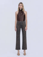 Leopard High Rise Slim Wide Jeans